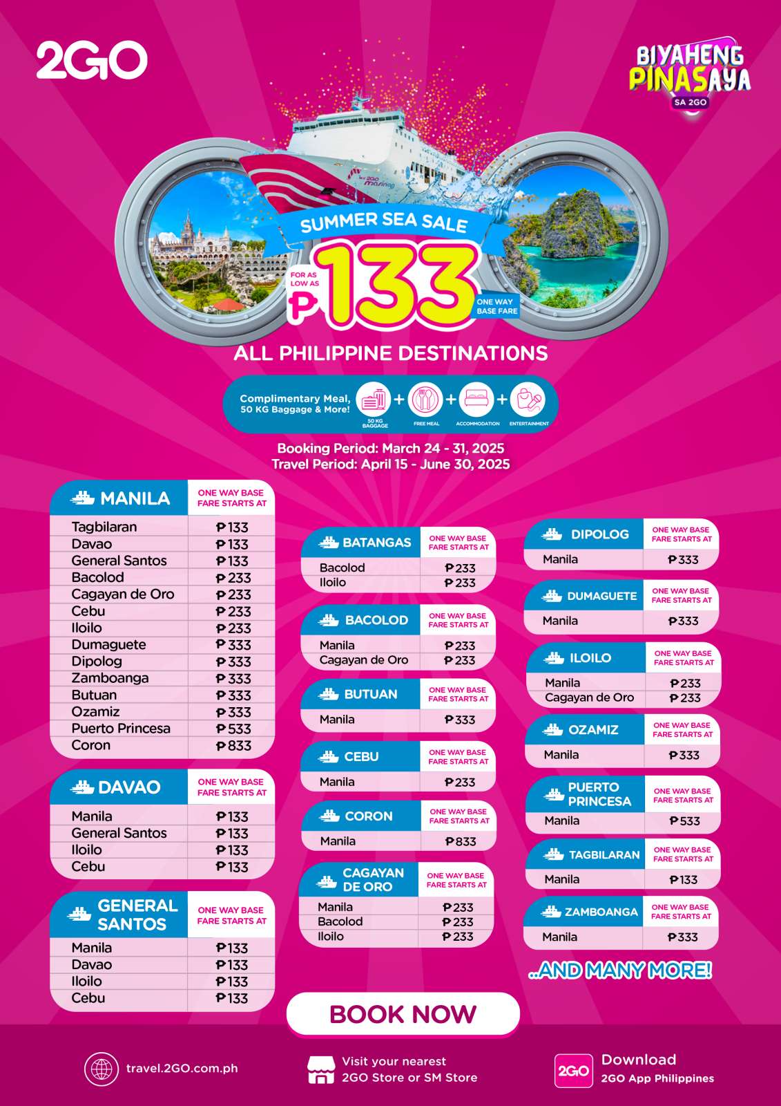 2GO Travel Summer Sea Sale for Philippine destinations for April to June 2025